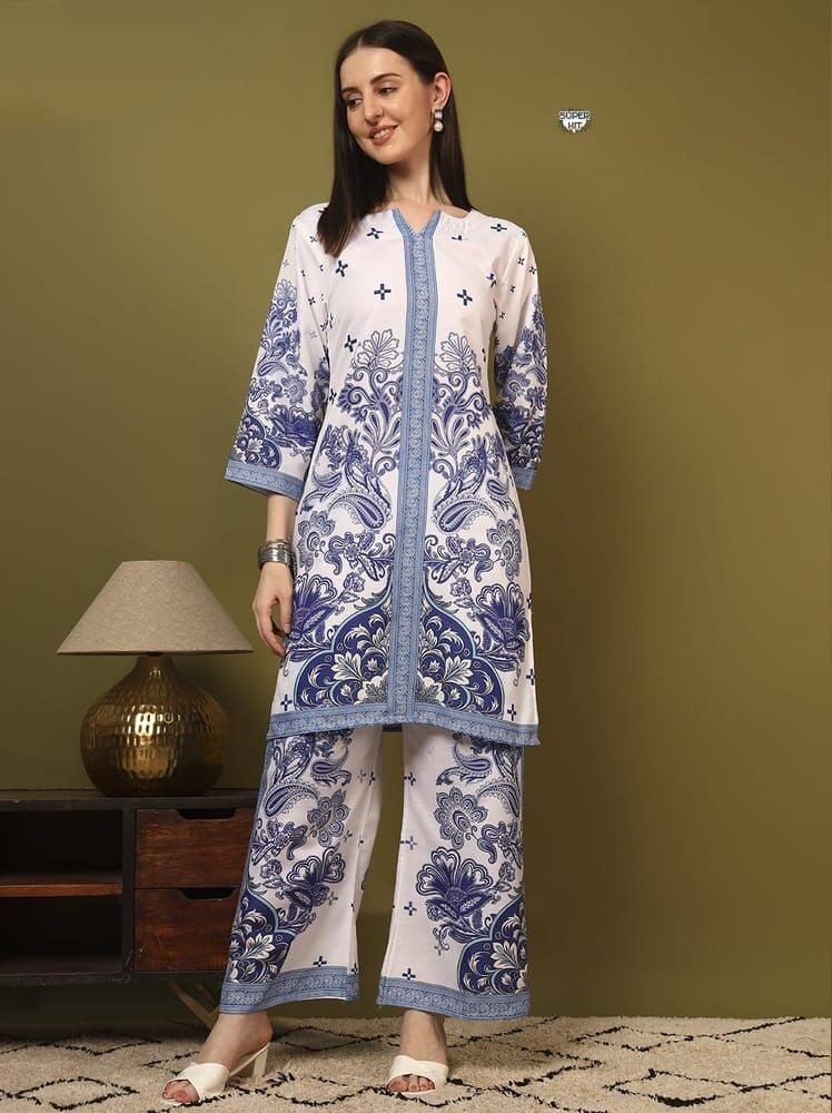 Classy Designer Rayon Co-Ord Set With Printed Work