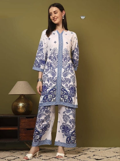 Classy Designer Rayon Co-Ord Set With Printed Work