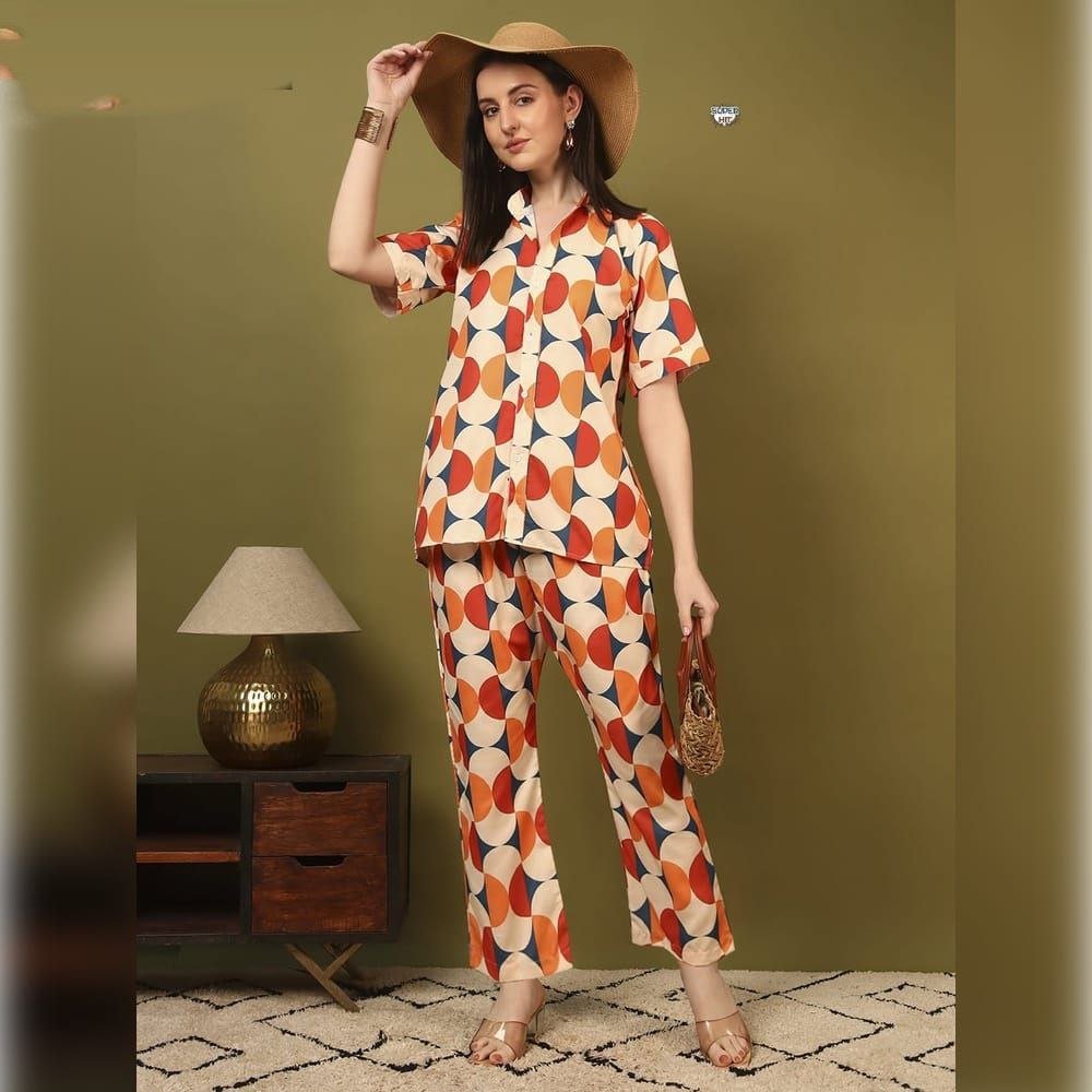 Classy Designer Rayon Co-Ord Set With Printed Work