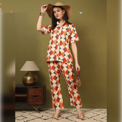 Classy Designer Rayon Co-Ord Set With Printed Work