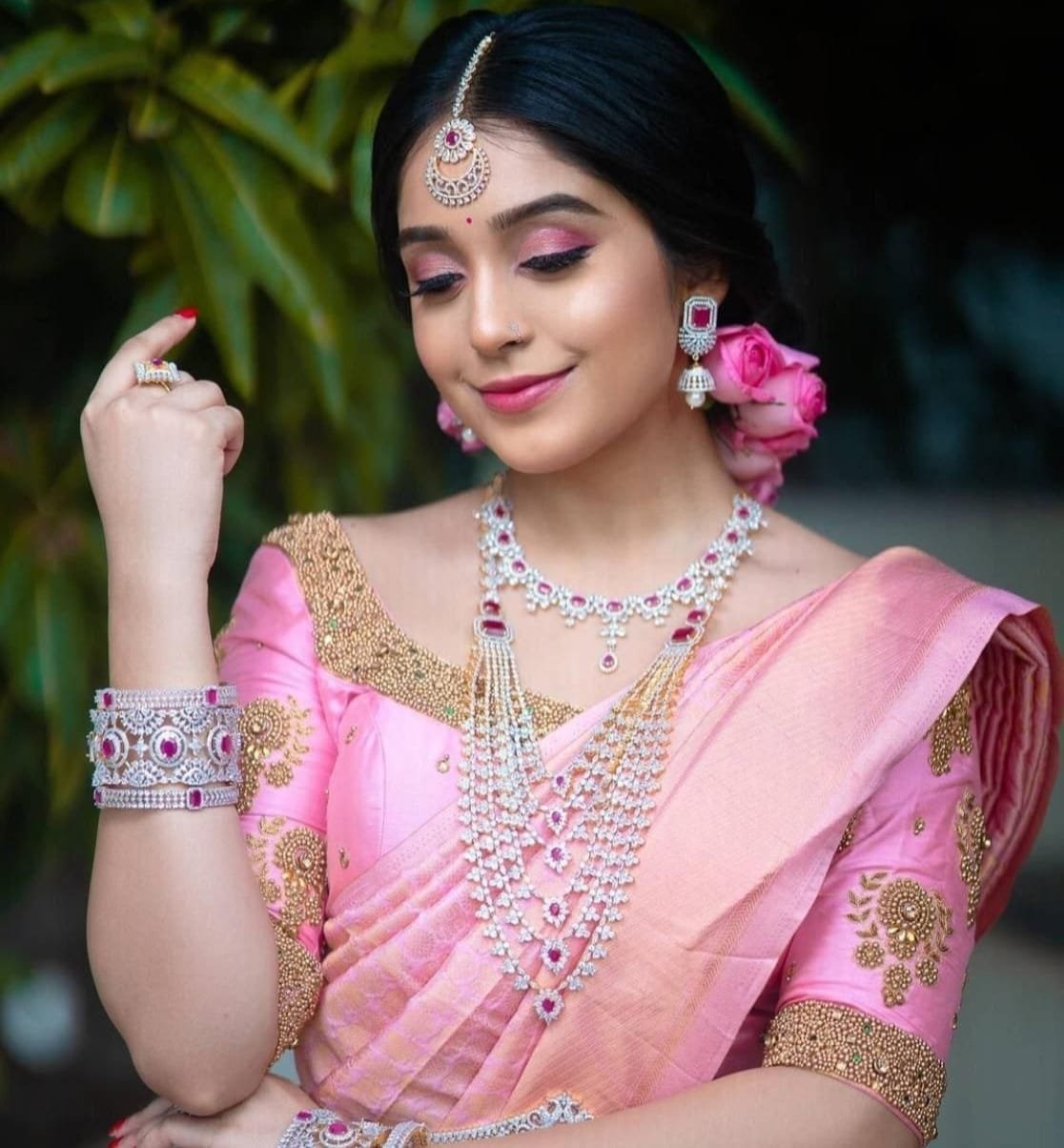 Light Pink Beautiful Bridal Saree