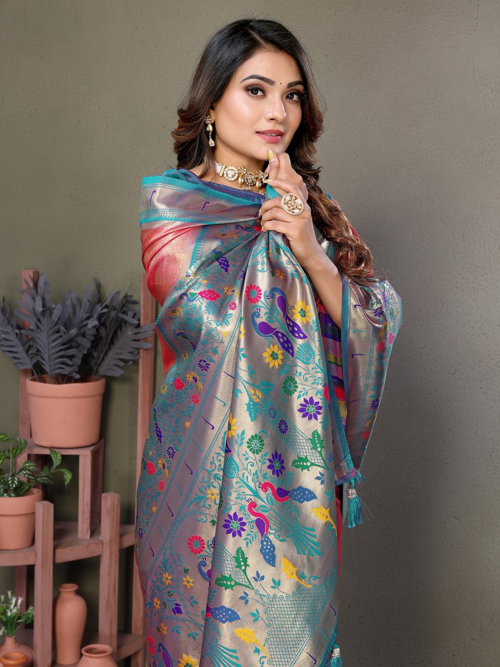 Pure Banarasi Tissue Silk Saree With Weaving Butties