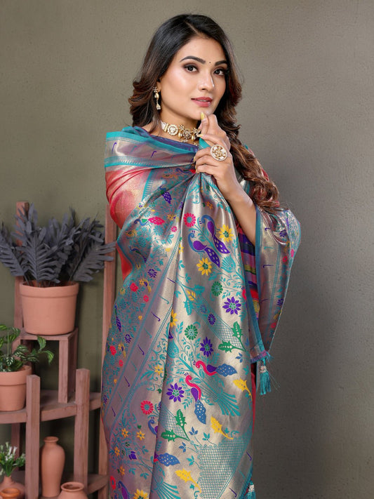Pure Banarasi Tissue Silk Saree With Weaving Butties
