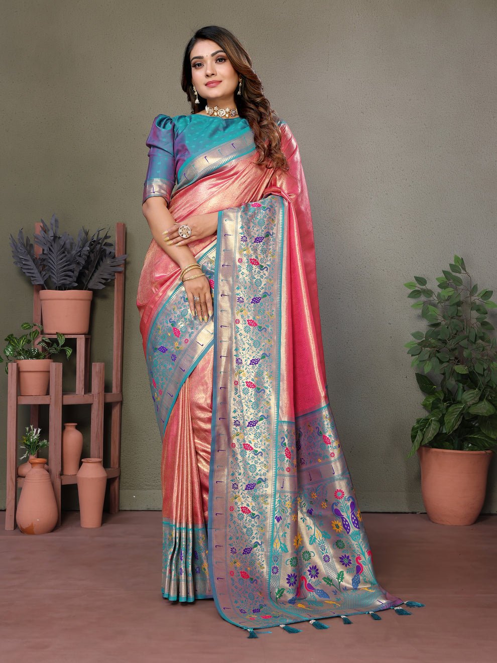Pure Banarasi Tissue Silk Saree With Weaving Butties