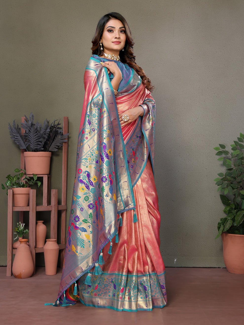 Pure Banarasi Tissue Silk Saree With Weaving Butties