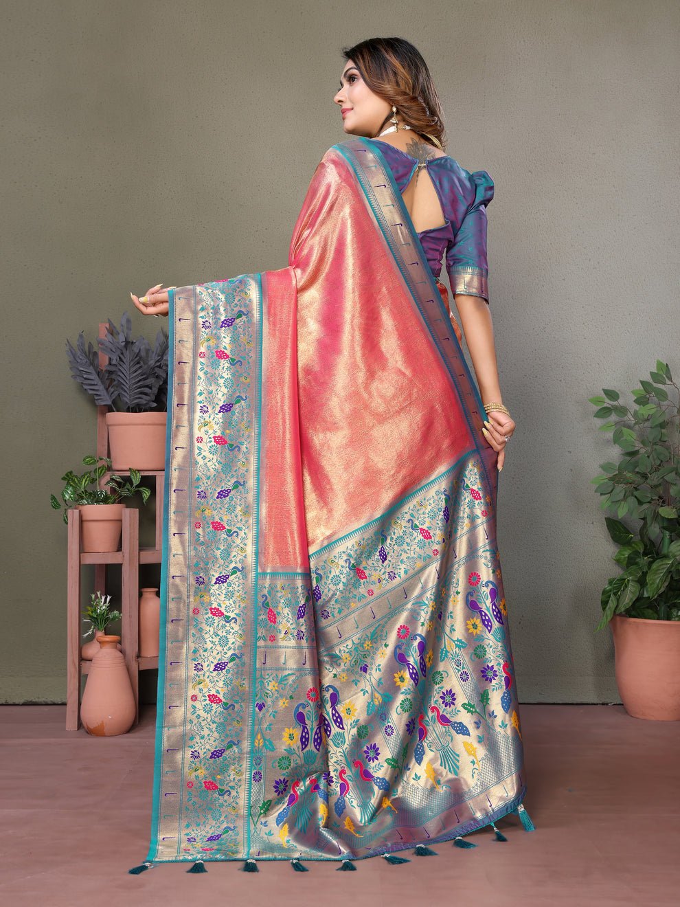 Pure Banarasi Tissue Silk Saree With Weaving Butties