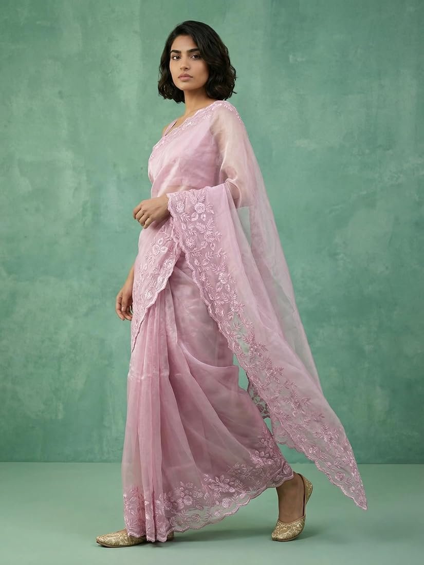 Classy Pure Chanda Silk Flower Embroidered Saree