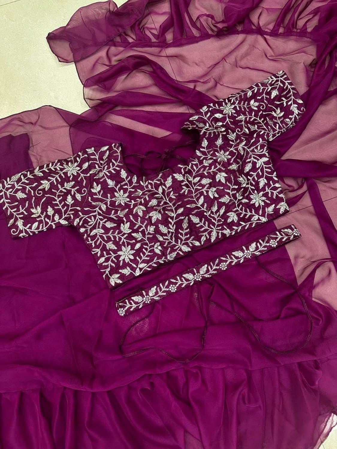 Fabulous Ready-To-Wear Lehenga Saree With Embroidery Work