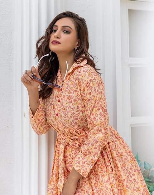 Latest American Crepe Co-Ord Set With Printed Work