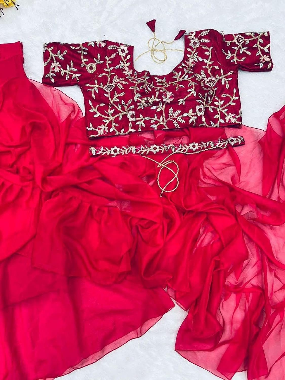 Fabulous Ready-To-Wear Lehenga Saree With Embroidery Work