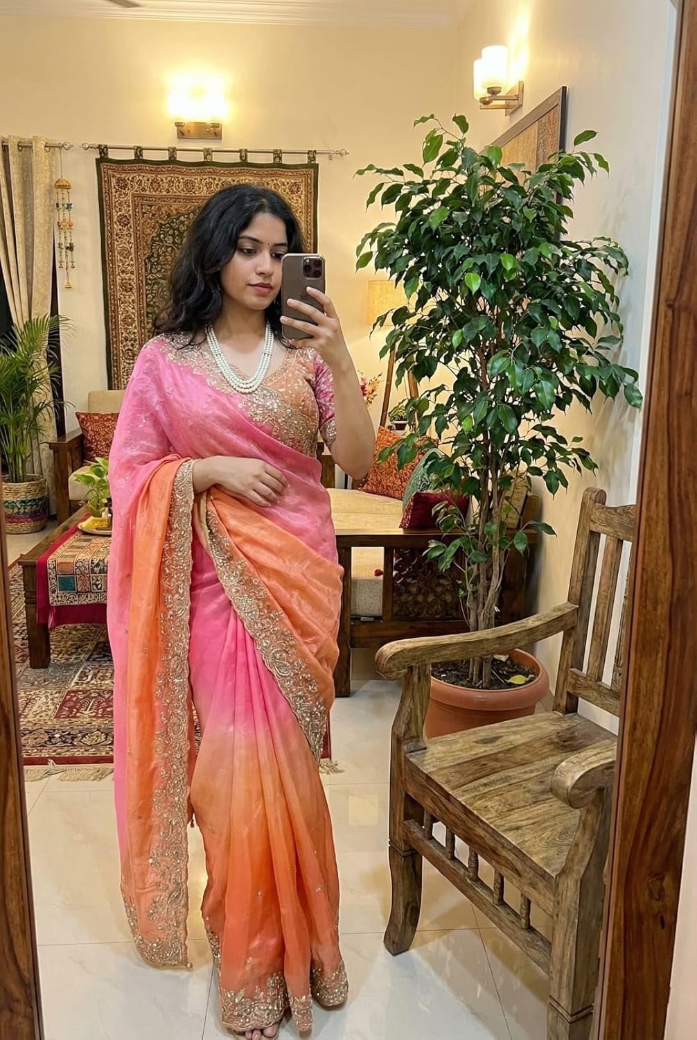 Trendy Soft Fendi Satin Saree With Beautiful Sequins Embroidery