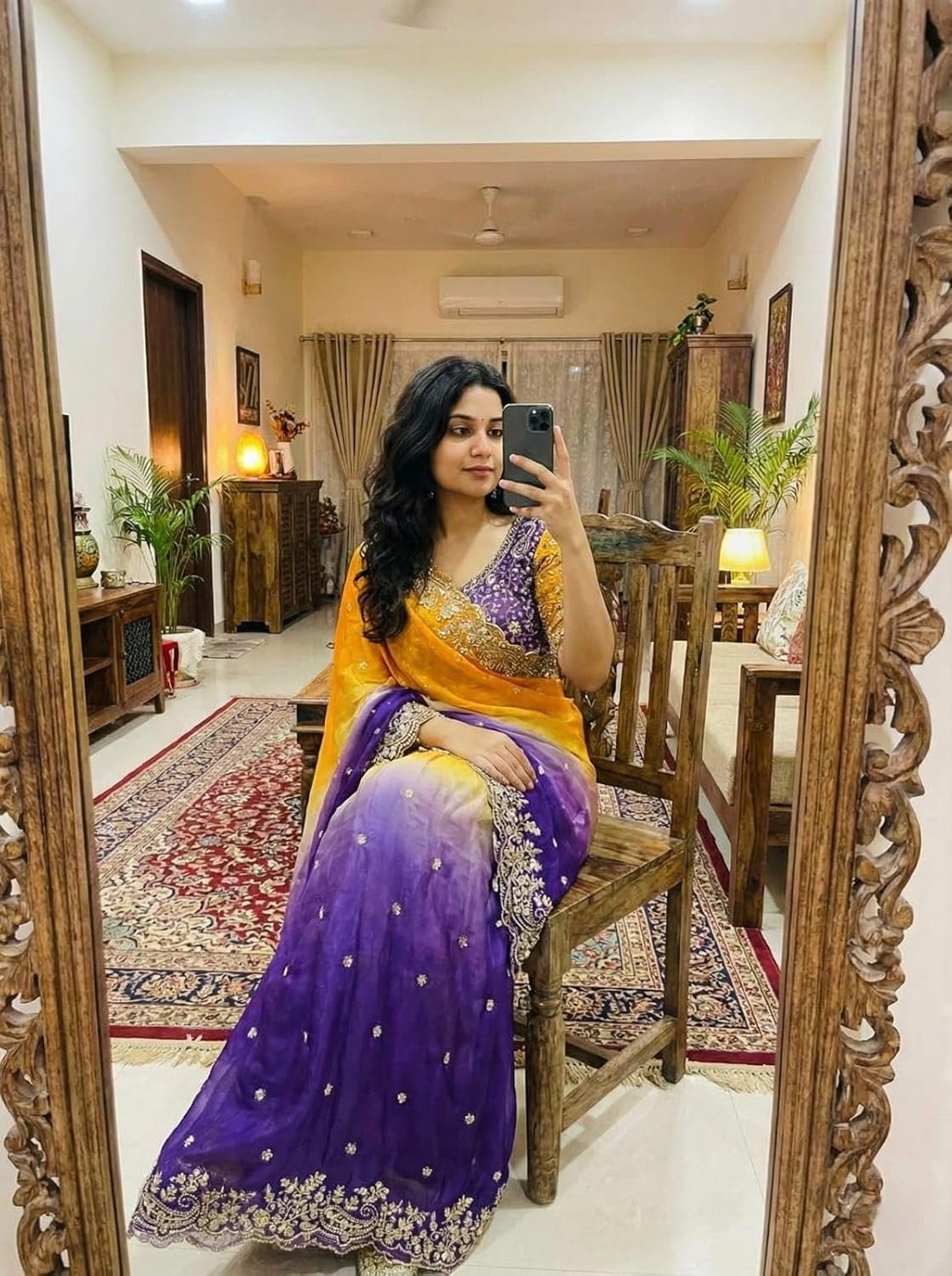 Trendy Soft Fendi Satin Saree With Beautiful Sequins Embroidery