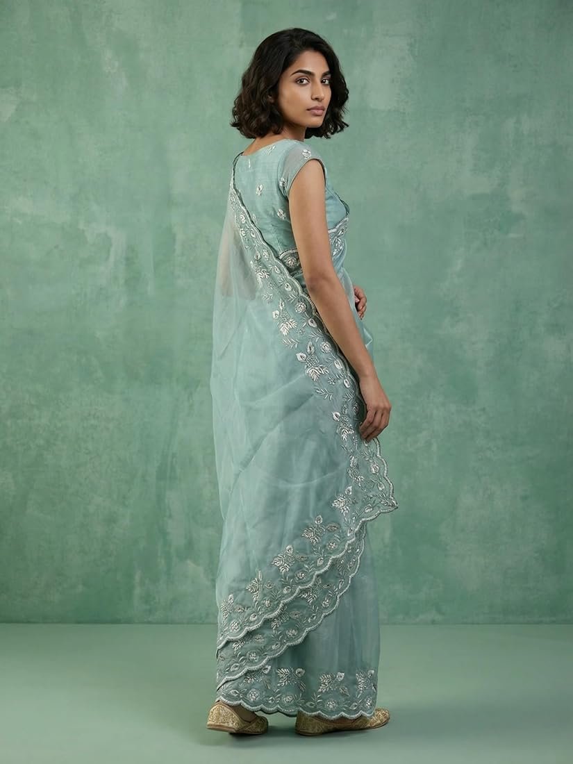 Classy Pure Chanda Silk Flower Embroidered Saree