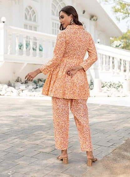 Latest American Crepe Co-Ord Set With Printed Work