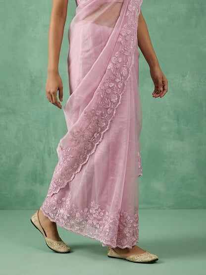 Classy Pure Chanda Silk Flower Embroidered Saree
