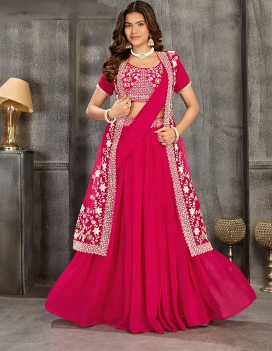 Latest Wedding Wear Half Saree With Coat
