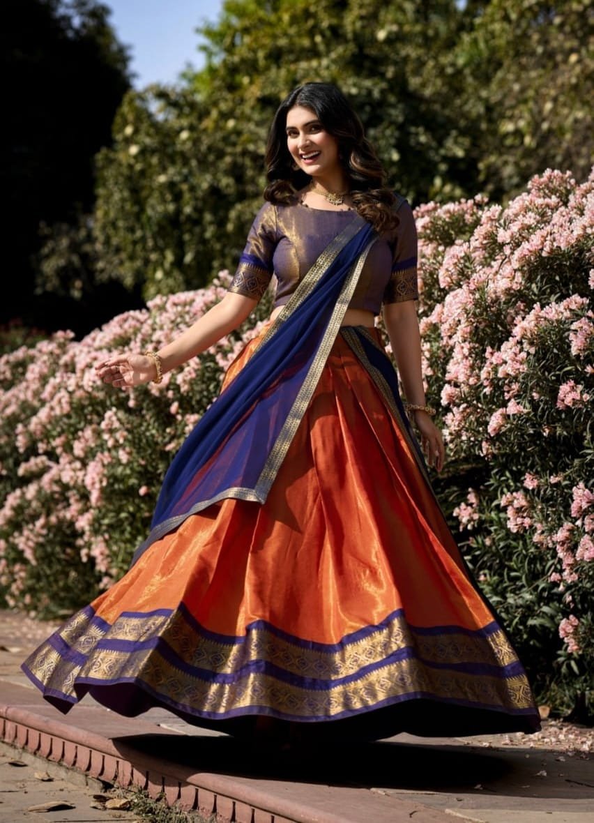 Pure Kanchipuram Silk Zari Weaving Work Lehenga Choli