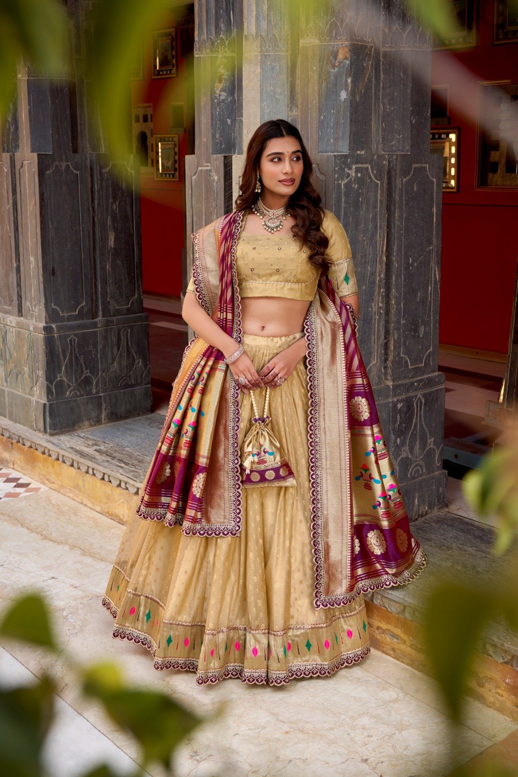 Trendy Shimmer Organza Lehenga Choli With Zari Weaving