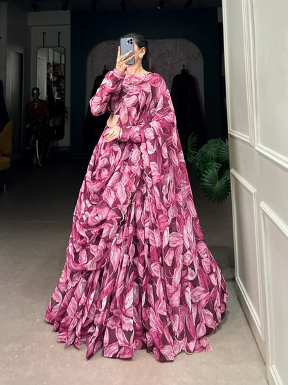 Pink Tabby Silk Ready-To-Wear Lehenga Choli