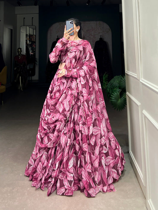 Pink Tabby Silk Ready-To-Wear Lehenga Choli