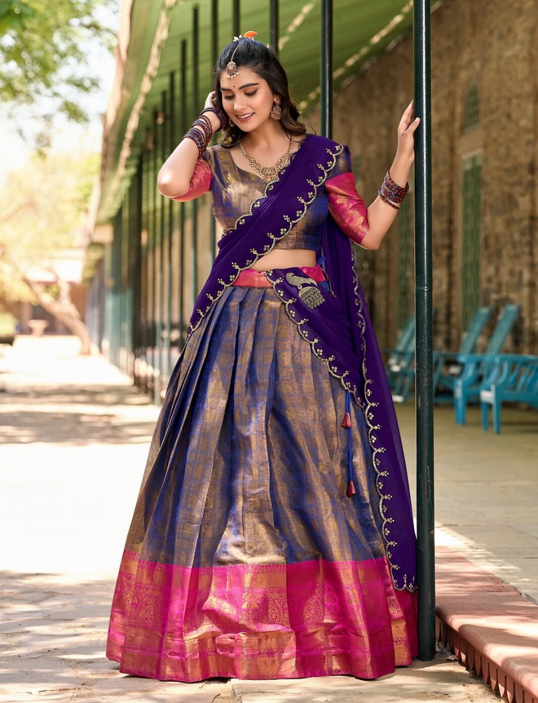 Gorgeous Kanjivaram Lehenga Choli With Zari Weaving