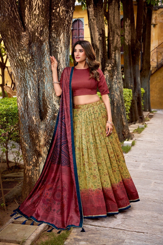 Trendy Vichitra Silk Lehenga Choli With Canvas Patta