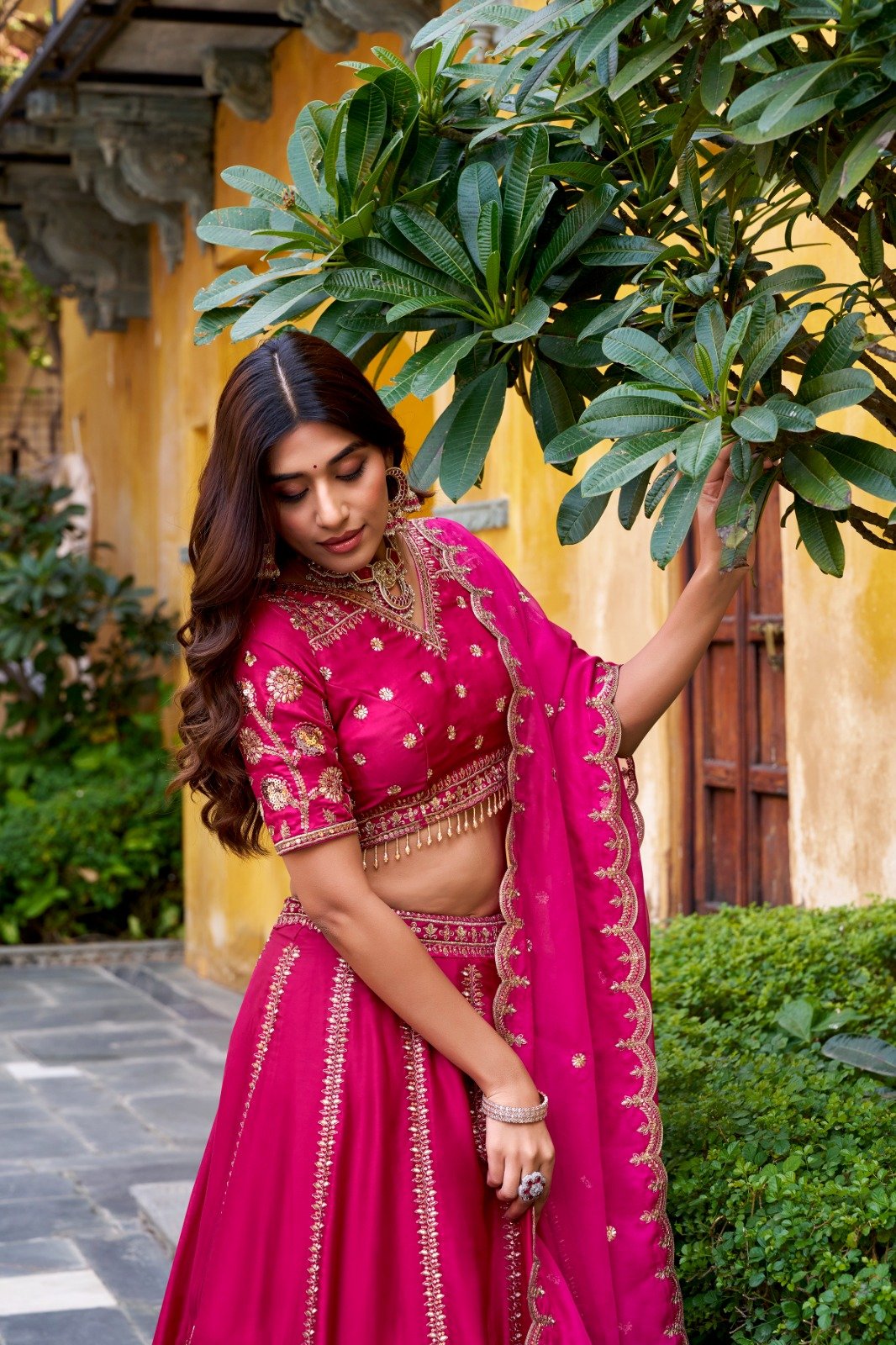 Designer Pink Silk Lehenga Choli With Sequins Work