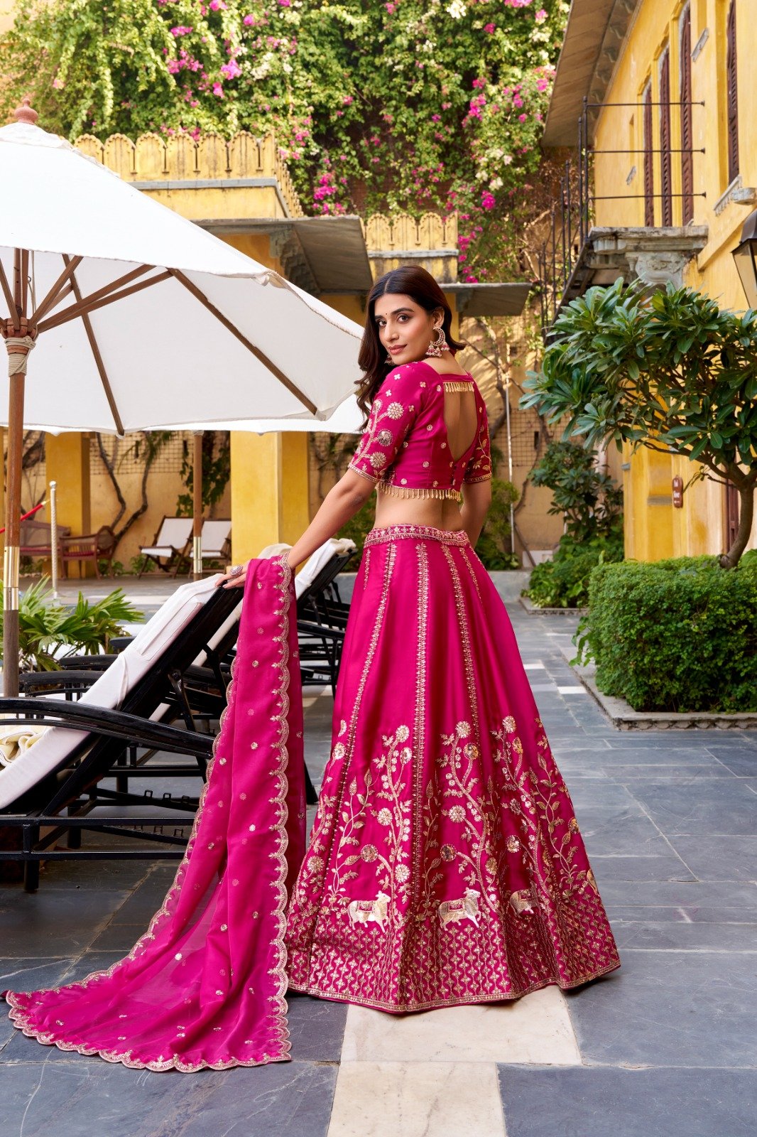 Designer Pink Silk Lehenga Choli With Sequins Work