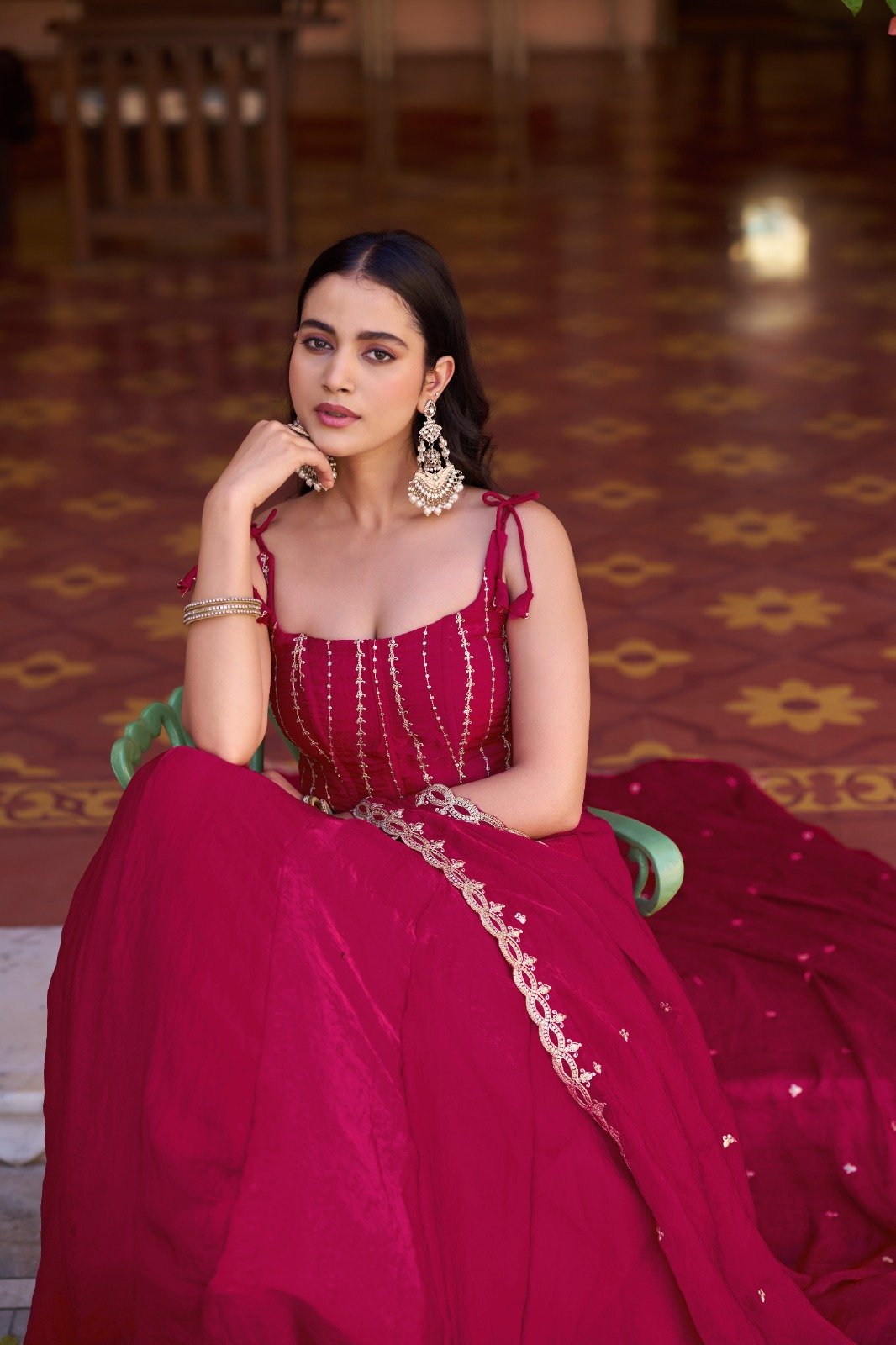 Stunning Pink Fendi Lehenga Choli With Sequins Embroidery Work