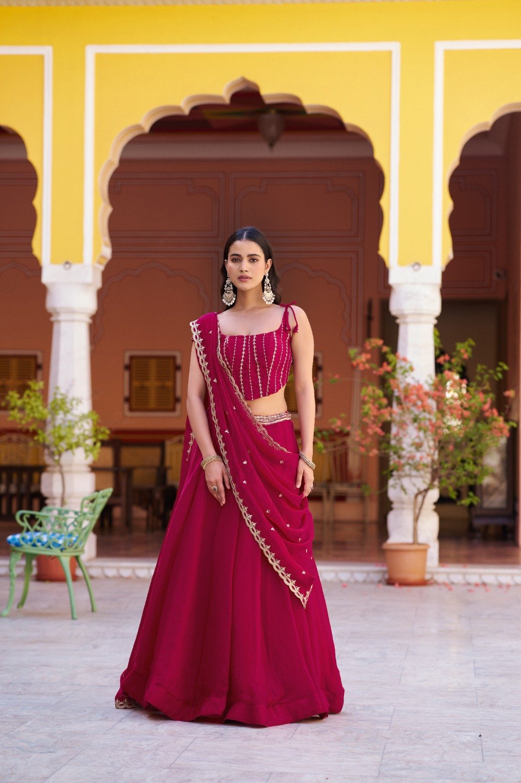 Stunning Pink Fendi Lehenga Choli With Sequins Embroidery Work