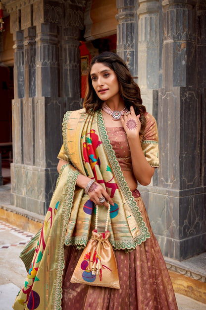 Designer Shimmer Organza Lehenga Choli With Zari Weaving