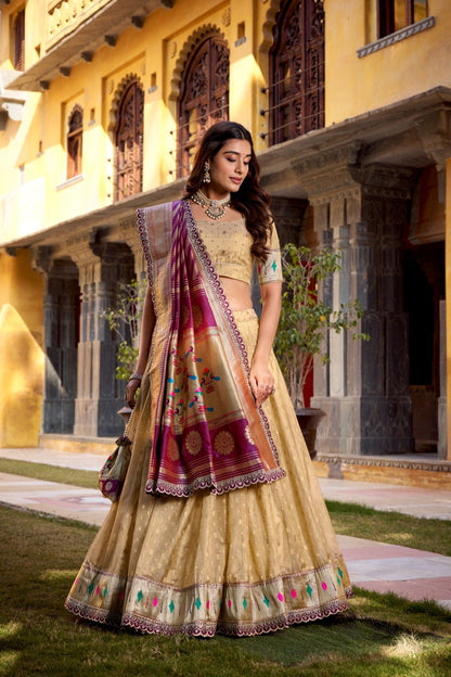 Trendy Shimmer Organza Lehenga Choli With Zari Weaving