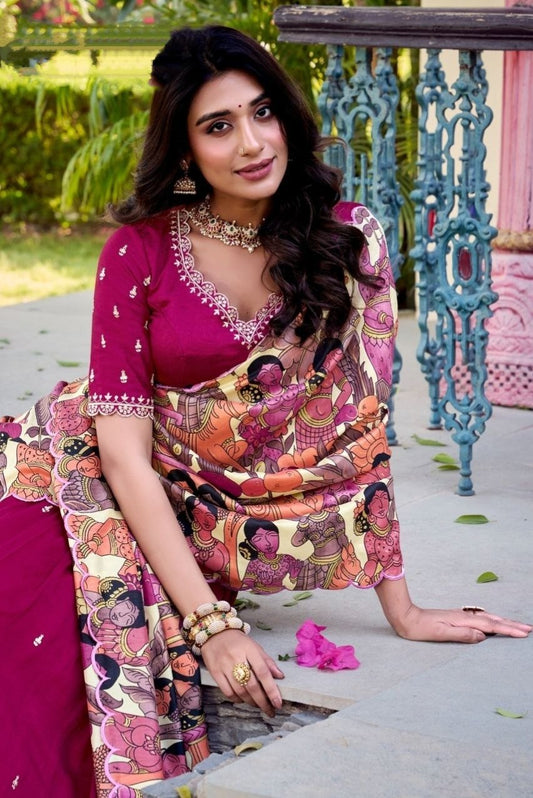 Pink Vichitra Silk Lehenga Choli With Sequins Work