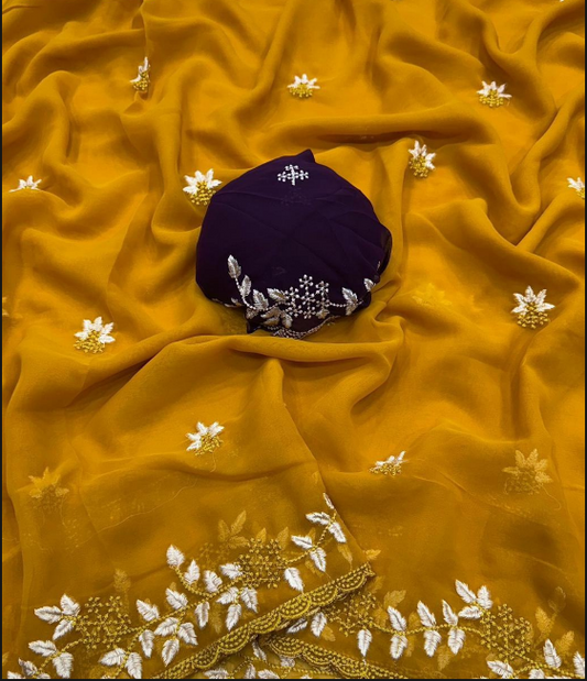Latest Chiffon With Embroidery Panel Work