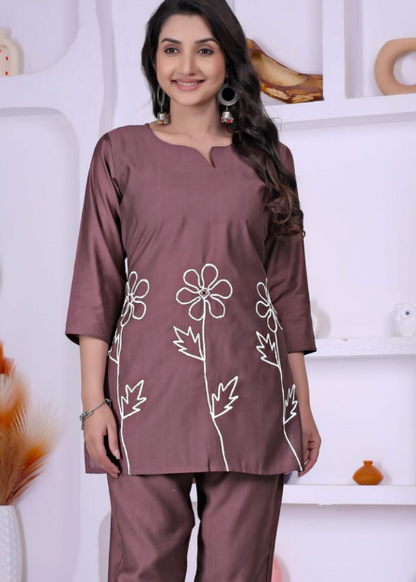 Soft Viscose Fabric Co-Ord Set With Beautiful Embroidery Work