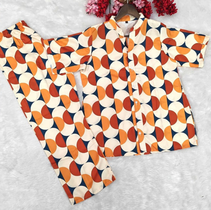 Classy Designer Rayon Co-Ord Set With Printed Work