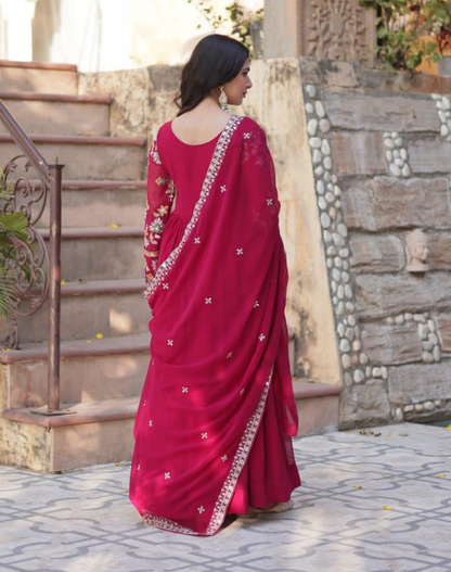 Gorgeous Faux Blooming Anarkali Gown With Sequins Embroidered Work