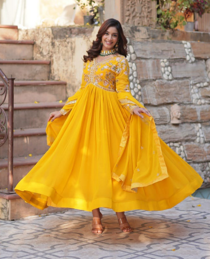 Gorgeous Faux Blooming Anarkali Gown With Sequins Embroidered Work