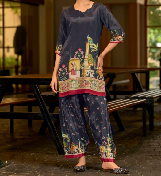 Elegant Pure Crepe Abstract Printed Co-Ord Set