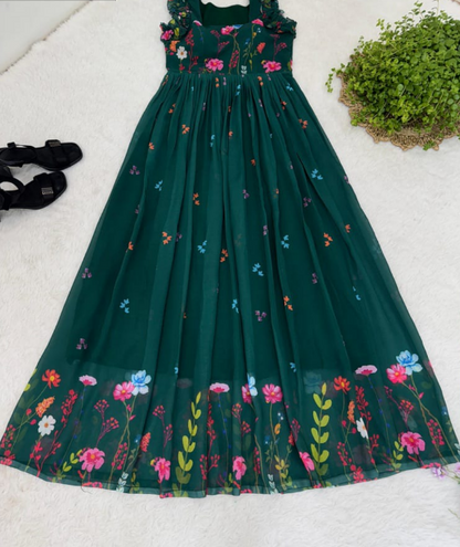 Trendy Georgette Frock With Floral Digital Print