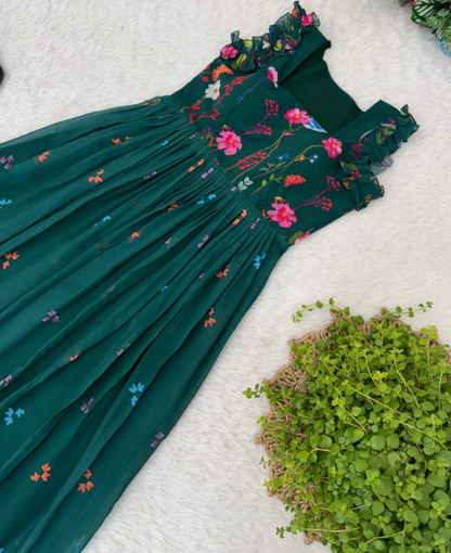 Trendy Georgette Frock With Floral Digital Print