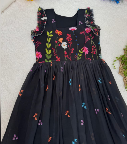 Trendy Georgette Frock With Floral Digital Print