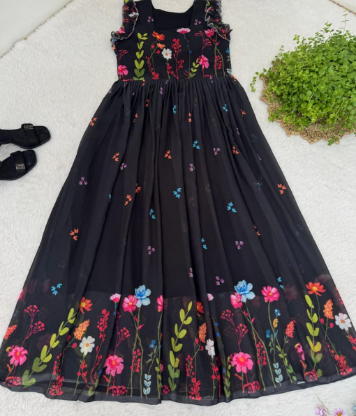 Trendy Georgette Frock With Floral Digital Print
