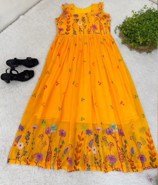 Trendy Georgette Frock With Floral Digital Print