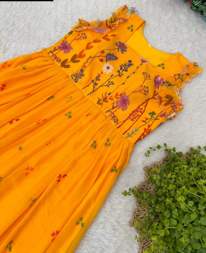 Trendy Georgette Frock With Floral Digital Print