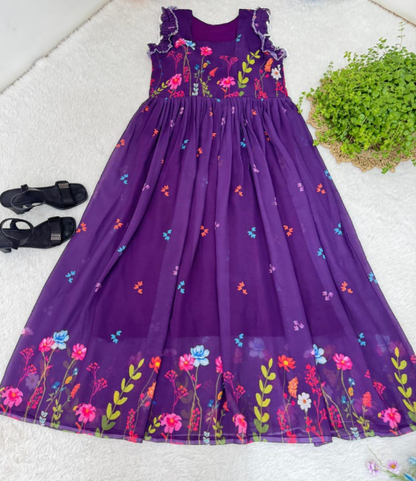 Trendy Georgette Frock With Floral Digital Print