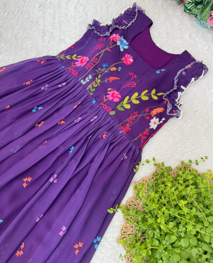 Trendy Georgette Frock With Floral Digital Print