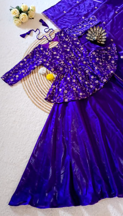 Trendy Peplum Designer Lehenga Choli With Maggam Work