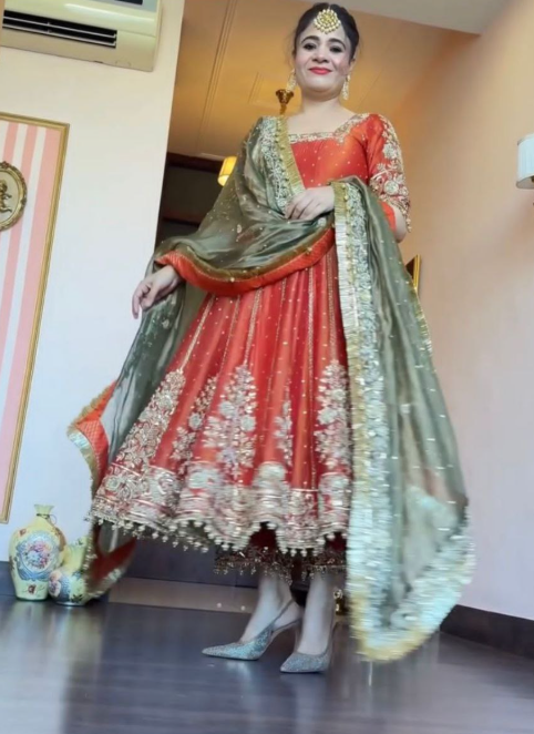 Stunning Fendi Silk Anarkali With Heavy Embroidery Work