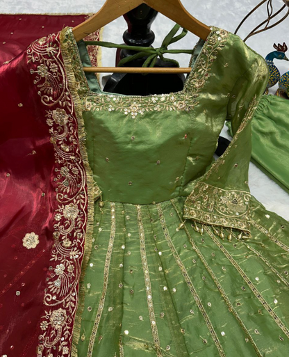 Gorgeous Heavy Fendi Silk Anarkali With Embroidery Work